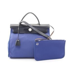 Hermes Herbag Zip PM Blue Electric Indigo 2-Way Handbag Toile H Vache Hunter ...